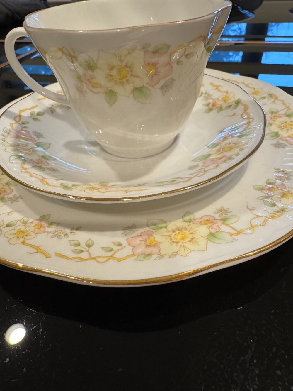 Vintage Royal Dover Bone China tea cup, saucer, salad set